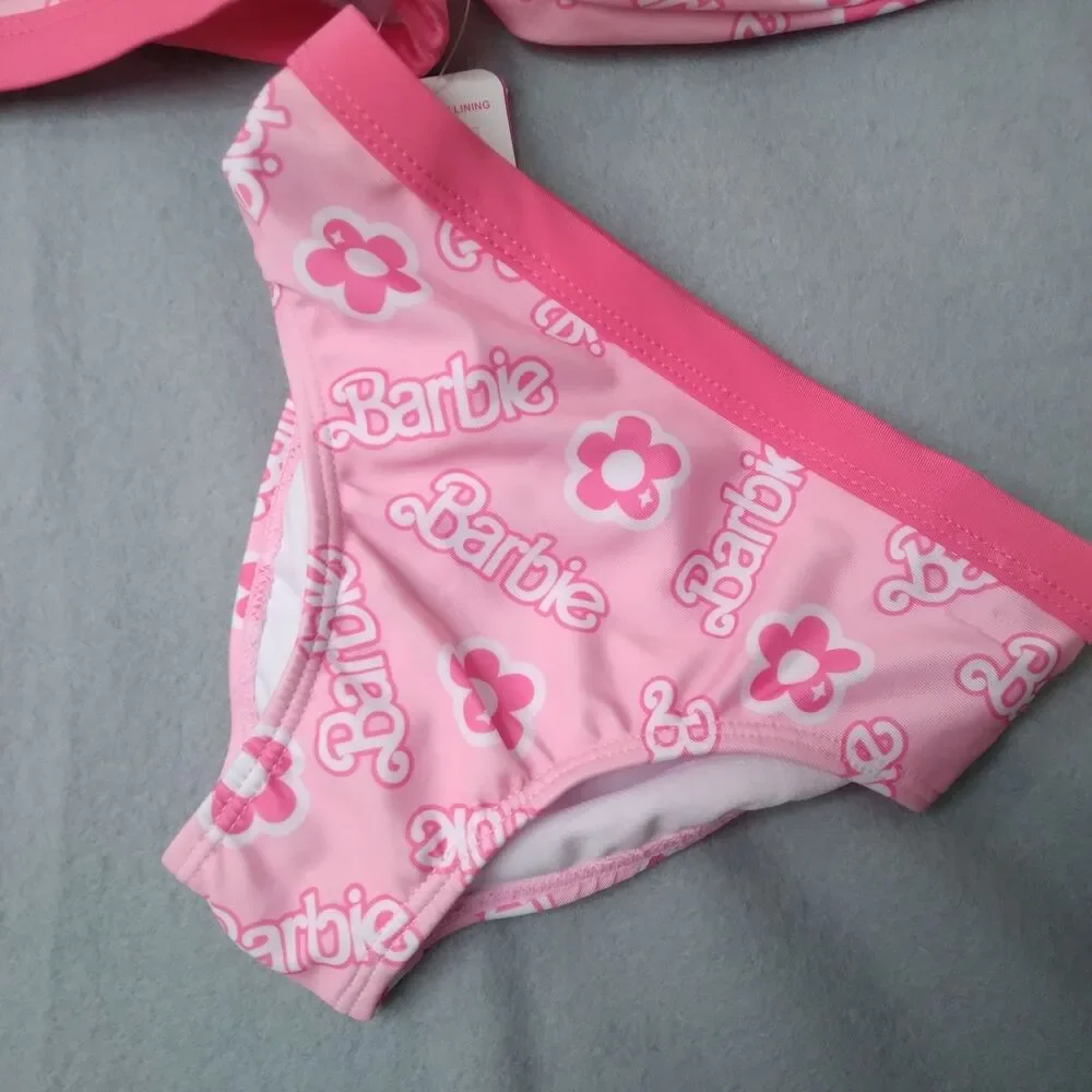 Girls Swimsuit Barbie Toddler Size 4T Bikini Two Piece Set Long Sleeve Sunblock